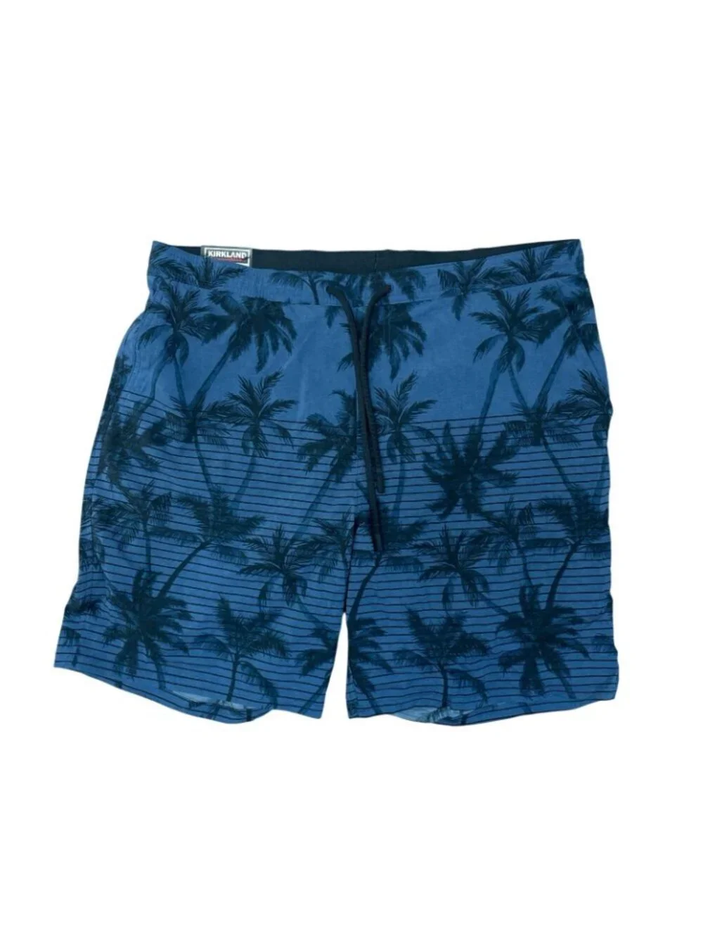 NWT Kirkland Signature Men's XL Blue Palm Print Swim Shorts Quick-Drying Stretch